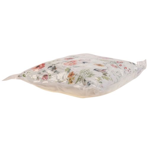 Floristik24 Díszpárna nyári díszpárna virágokkal/madárral 37x37cm