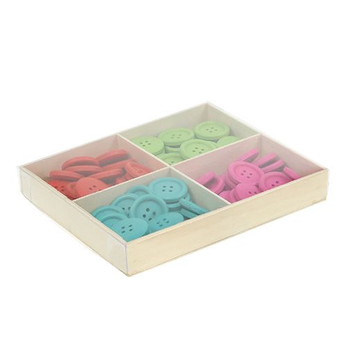 Floristik24 Dekoratív fa gombok vegyes színben. Ø2,5cm 72 db