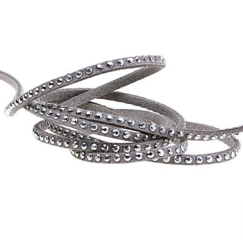 Floristik24 Dekoratív zsinór bőr zsinór szürke szegecsekkel 3mm 15m