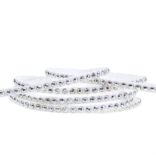 tételeket Dekoratív zsinór bőr zsinór fehér szegecsekkel 3mm 15m