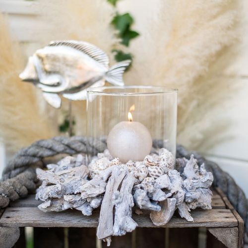 Floristik24 Dekoratív koszorú natúr koszorú gyökér fa dekoráció natúr fehér Ø30cm