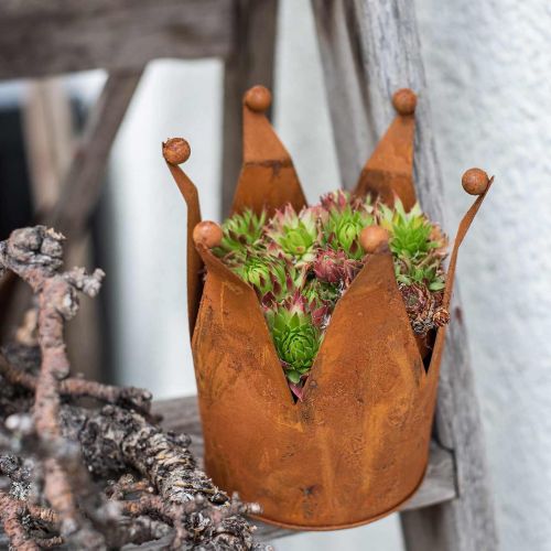 Floristik24 Díszkorona, fém díszítés, patina Ø15cm H11,5cm