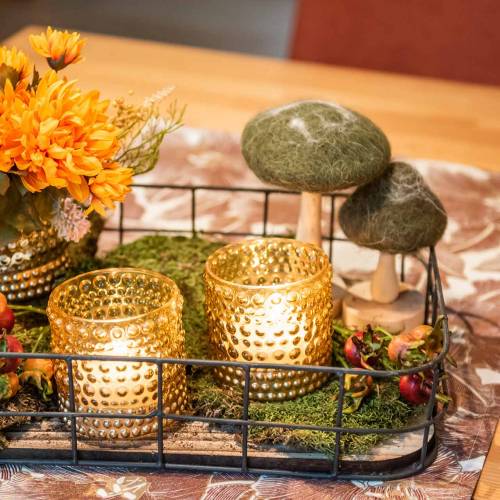 Floristik24 Dekoratív gombafa / filc zöld 8cm - 15cm 4db