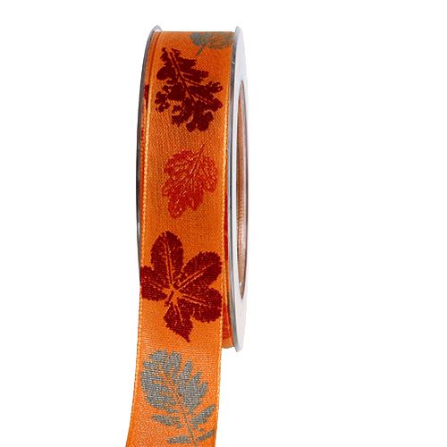 Floristik24 Dekoratív szalag narancssárga leveles motívummal 25mm 20m