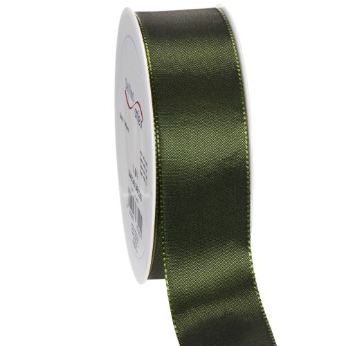 Szatén szalag ajándékcsomagoláshoz, taft szalag, zöld, 40 mm széles, 5 m hosszú