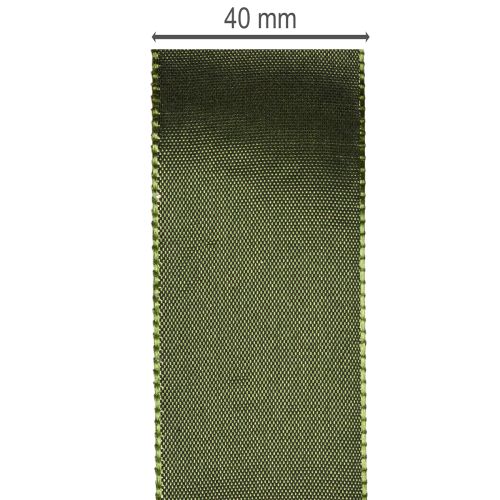 Szatén szalag ajándékcsomagoláshoz, taft szalag, zöld, 40 mm széles, 5 m hosszú | Floristik24.hu