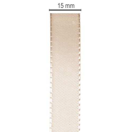 Dekoratív szalag szatén szalag taft szalag bézs 15mm 50m | Floristik24.hu
