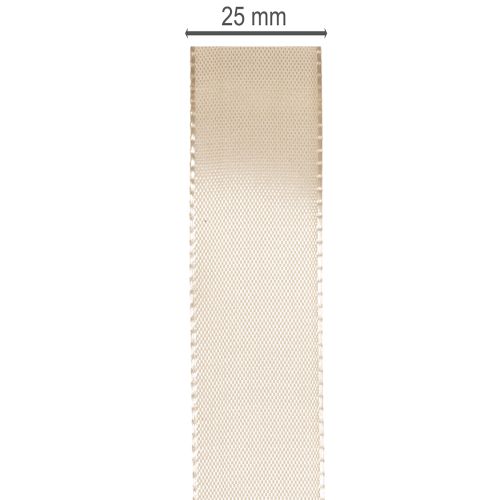Dekoratív szalag szatén bézs taft szalag 25mm 50m | Floristik24.hu