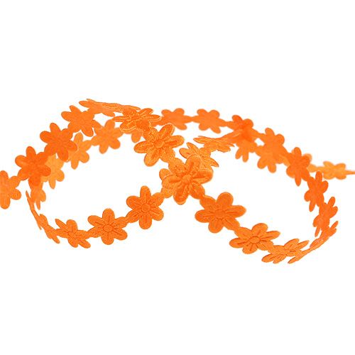 Floristik24 Díszítő szalag virággal 1cm narancs 20m