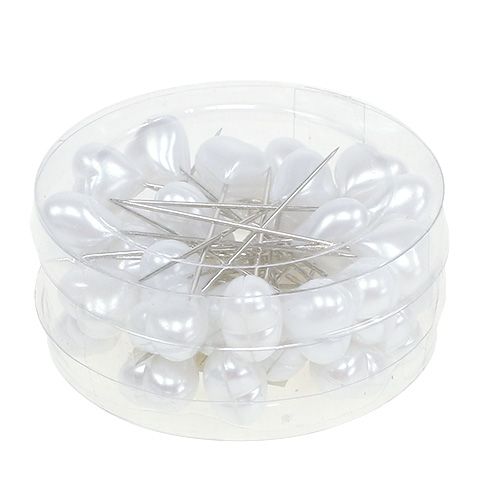 Floristik24 Dekoratív szívtű fehér 1,5cm 36db