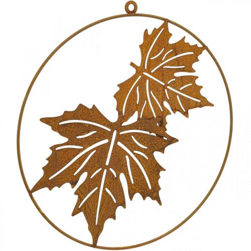 Floristik24 Dekor gyűrű levél patina fém gyűrű rozsda dekoráció fali dekoráció Ø30cm