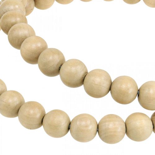 tételeket Dekoratív gyűrű fa gyöngyökből, natúr stílus, függő dekoráció, asztaldísz, Ø19,5cm, 2 db-os szett, fa és fém