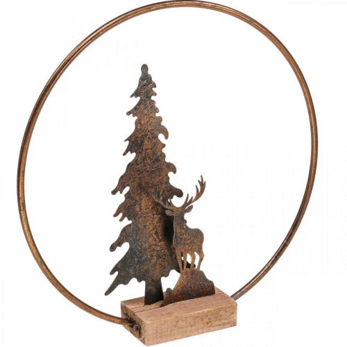 Díszítő karácsonyi fenyő szarvas fém fa alap Ø38cm