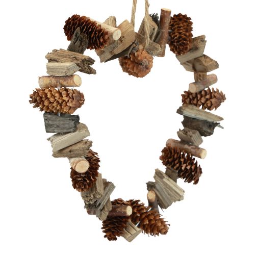 Dekoratív gyűrű szív függő dekoráció fa díszkúpok natúr dekoráció Ø20cm