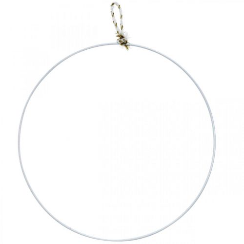 Fém fehér díszgyűrű akasztható fémgyűrűhöz Ø38cm 3db