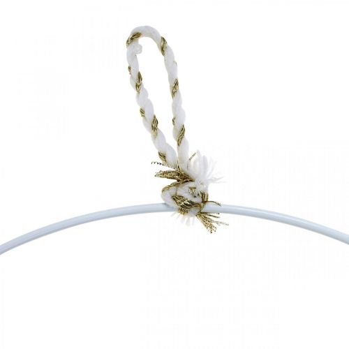 Floristik24 Fém fehér díszgyűrű akasztható fémgyűrűhöz Ø38cm 3 db