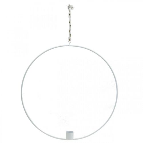 Floristik24 Gyertyatartó akasztható dekoratív gyűrű fém fehér Ø28,5cm 3db