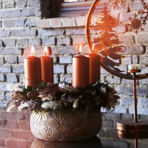 tételeket Dekoratív tál kerámia arany virágok barna Ø23,5cm H11,5cm