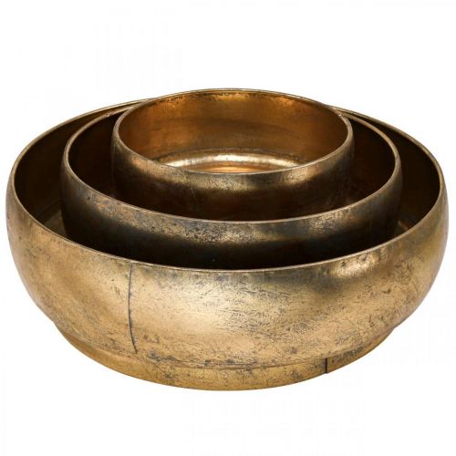 Floristik24 Dekoratív fémtál arany arany antik megjelenés Ø23,5/33/43cm 3 db-os készlet