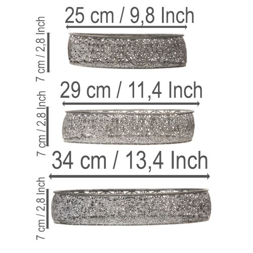 tételeket Dekoratív fémtál ovális mintával szürke 25,5/29/34,5 cm 3 db-os szett