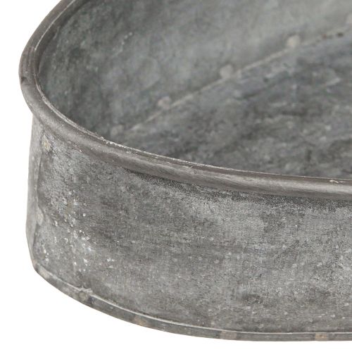 Floristik24 Dekoratív tál fém foglalatos tál ovális szürke L33cm/31cm 2 db-os készlet