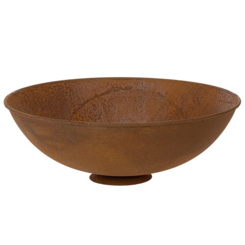 Dekoratív fémtál, rozsdaszínű, vintage dekorációval, Ø34cm M12cm vétel | Floristik24.hu