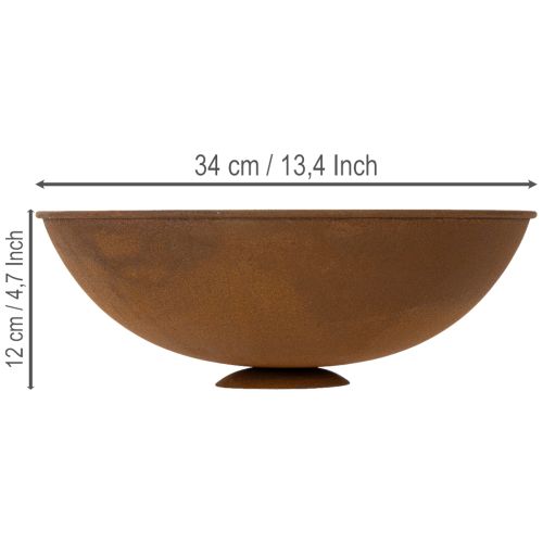 tételeket Dekoratív fémtál, rozsdaszínű, vintage dekorációval, Ø34cm M12cm