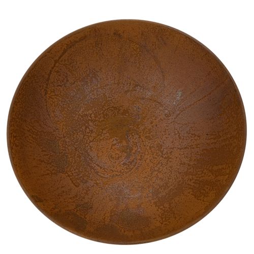 Dekoratív fémtál, rozsdaszínű, vintage dekorációval, Ø34cm M12cm | Floristik24.hu