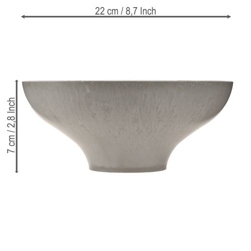 Dekoratív tál talppal, kerek virágtál, szürke, Ø19cm, M8cm | Floristik24.hu