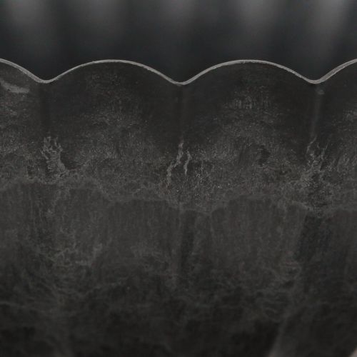 Floristik24 Dekoratív kerek antracit virágtál barázdákkal Ø28cm