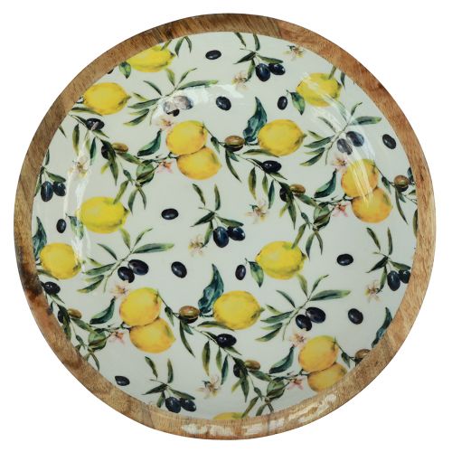 Floristik24 Dísztál fatál citrom mangófa Ø30/24cm 2 db-os készlet