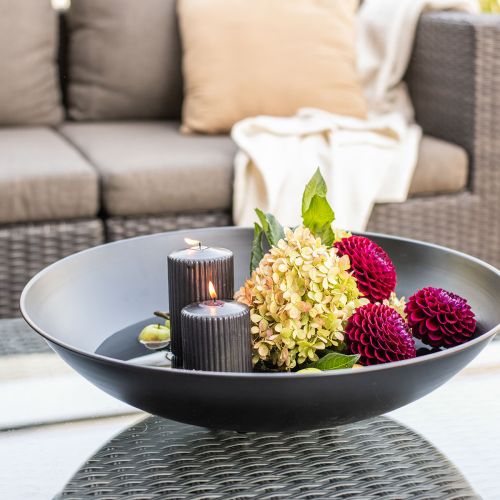 Floristik24 Dekoratív fémtál fekete kerek fémtál Ø50cm talppal