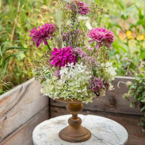 Floristik24 Dekoratív tál lábon tál rozsda megjelenésű fém Ø22cm H18,5cm