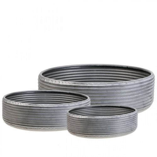 Floristik24 Dísztál nagy fémtál szürke 30/38/46cm 3 db-os készlet