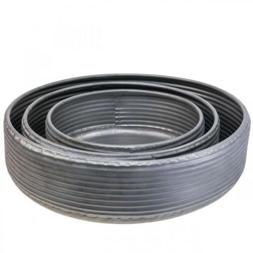 Floristik24 Dísztál nagy fémtál szürke 30/38/46cm 3 db-os készlet