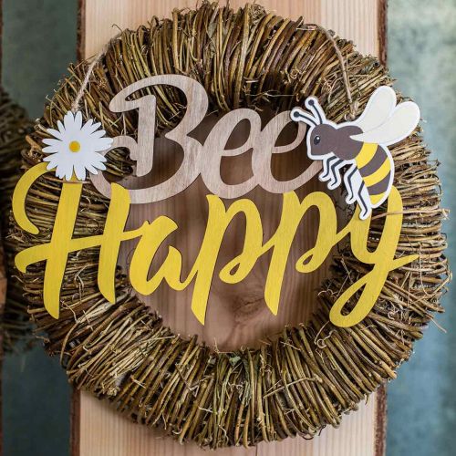 tételeket Dísztábla méh &quot;Bee Happy&quot; nyári dekoráció fa 31×18cm 2db