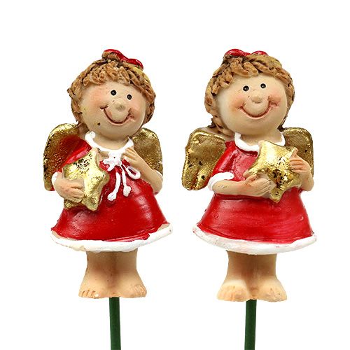 Floristik24 Dekoratív dugó angyal piros, fehér 4,5cm L28cm 8db