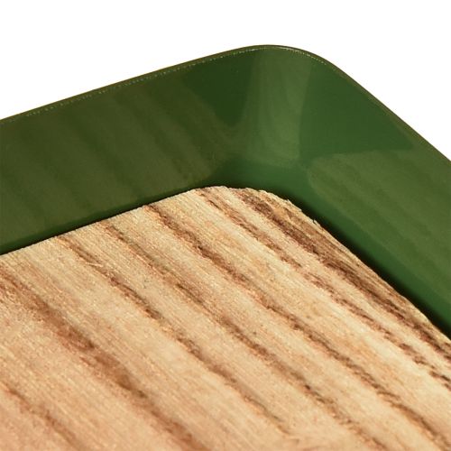 tételeket Dekoratív tálca fém fa fémtálca zöld 35,5×11×3cm 2db