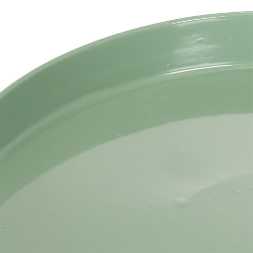 Dekoratív fémtányér, zöld, kerek talpú, virágdíszekhez való tálca, 20cm | Floristik24.hu