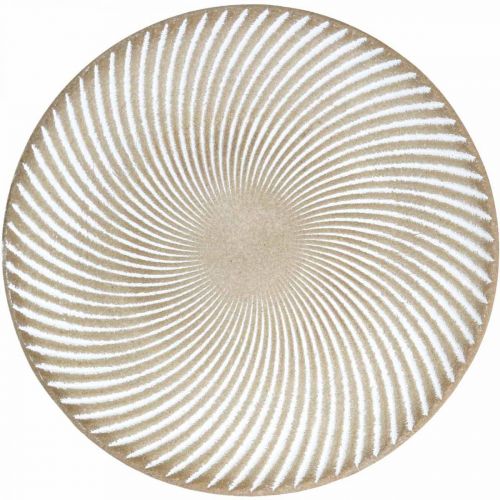 tételeket Dekoratív tányér kerek fehér barna hornyú asztali dekoráció Ø35cm H3cm