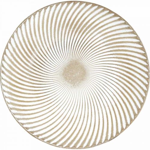 Dekoratív tányér kerek fehér barna hornyú asztali dekoráció Ø40cm H4cm
