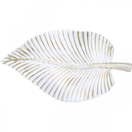 Floristik24 Dísztányér fehér barna őszi levél őszi dekoráció 35,5x20x5cm