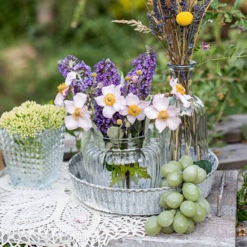 Floristik24 Dekoratív tányér tortaforma, fém díszítéssel, kerek gyertyatartó, fehérre mosott Ø21,5cm H4,5cm
