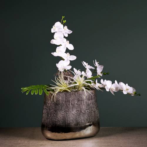 Floristik24 Dekoratív edény ovális ezüst 35cm x 19cm H29cm