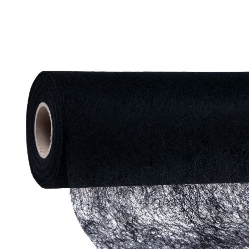 Floristik24 Dekovlies polár asztali futómű fekete 23cm 25m