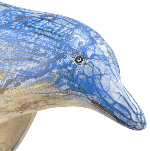 Floristik24 Delfin figura tengeri fa dekoráció, kézzel faragott kék H59cm