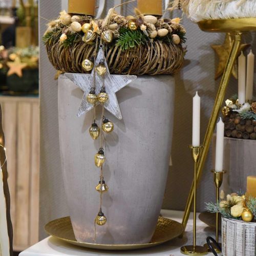 Floristik24 Mini fa golyók, gyémánt / golyó / kúp, fa függönyök keveréke antik megjelenés Ø3-3,5cm H4,5-5,5cm 9db