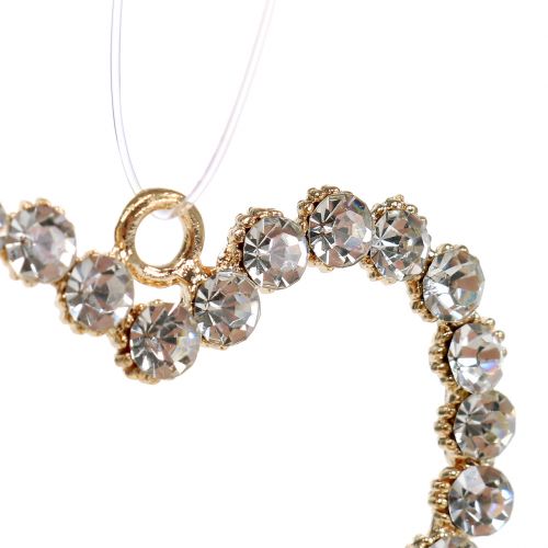 Floristik24 Dekoratív szívarany strasszokkal akasztható 6db