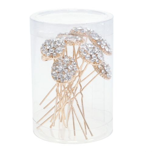 Floristik24 Hajtű esküvői arany strasszokkal 7cm 9db