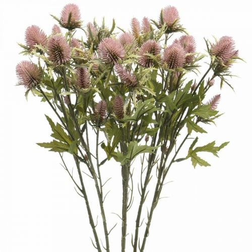 Bogáncs mesterséges szár virág rózsaszín 10 virágfej 68cm 3db